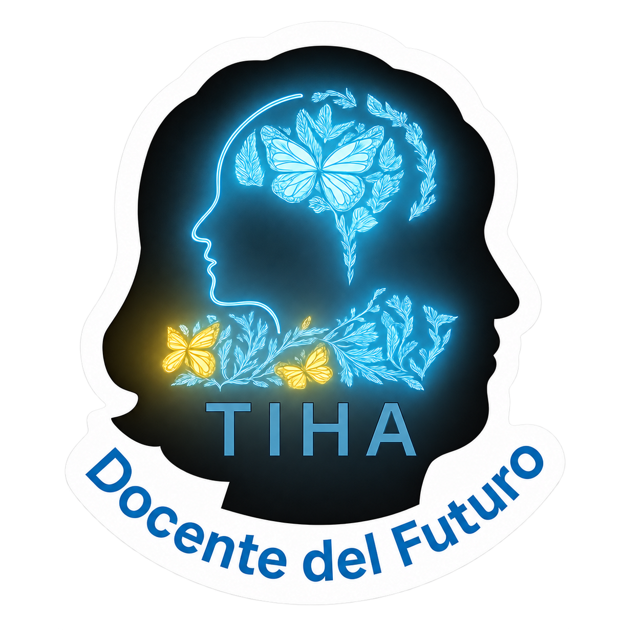 Ejemplo ilustrativo de insignia TIHA con la frase Docente del Futuro